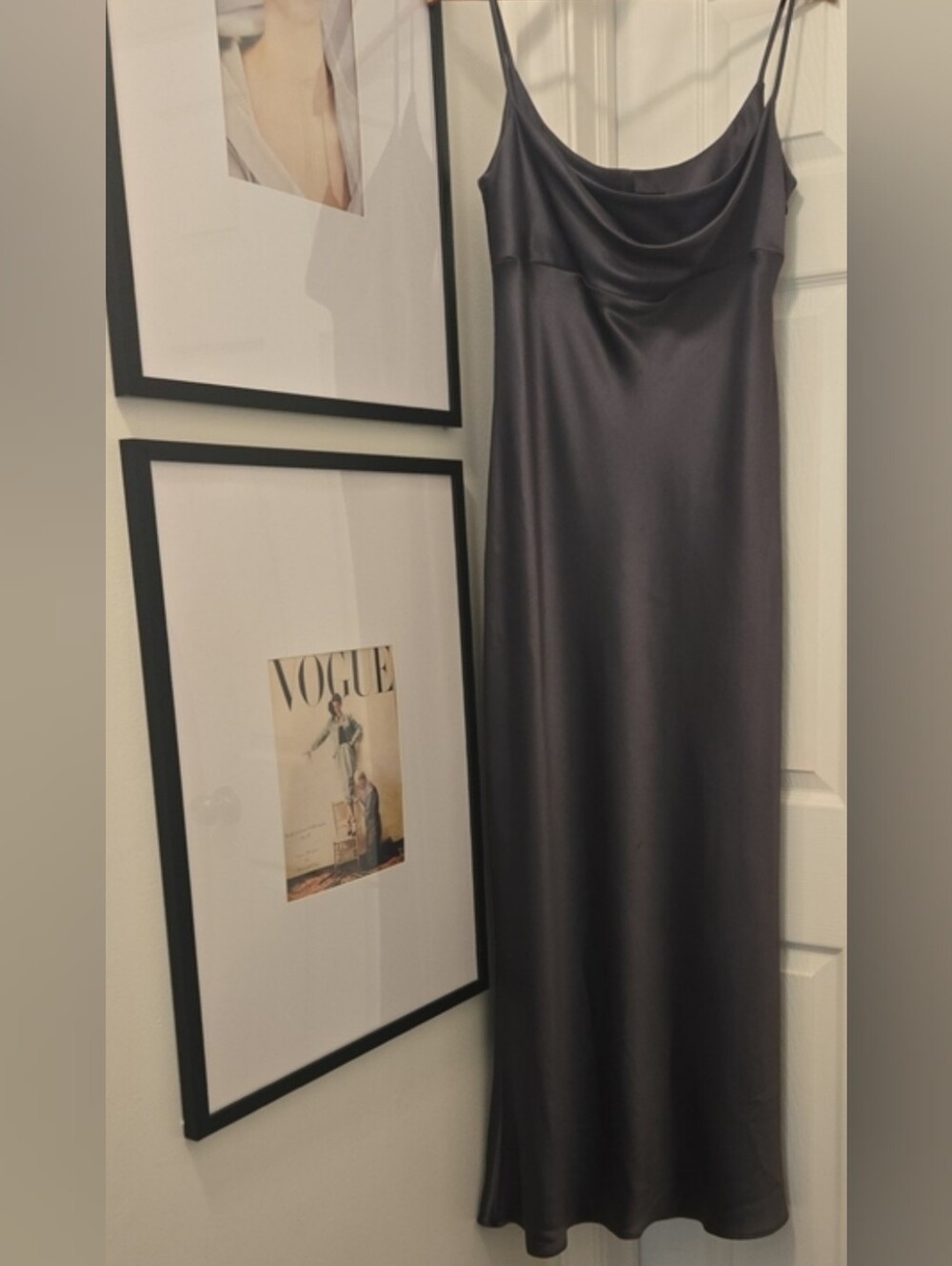 Vintage Jones New York Evening Slip Dress - Slate Green / Sage Charcoal